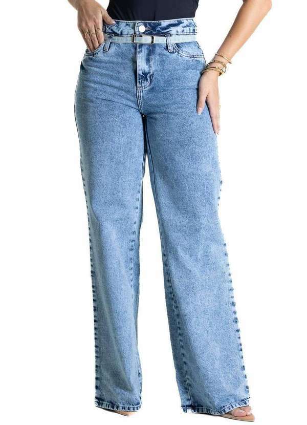 Vista 2 Calça Jeans Sawary Wide Leg - 281147 Azul Sawary