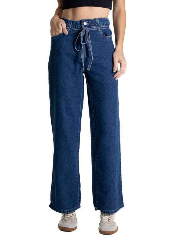 Vista 2 Calça Jeans Sawary Wide Leg Petit - 280814 Azul Sawary
