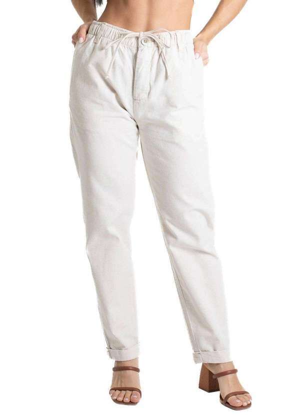 Vista 2 Calça Linho Sawary Mom - 280305 Bege Sawary