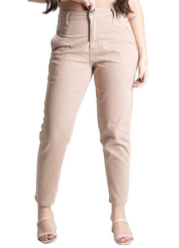 Calça Sarja Sawary Mom Bege