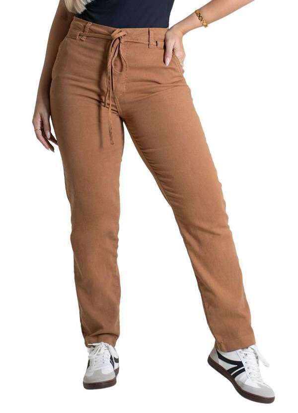 Vista 2 Calça Sarja Sawary Reta - 279673 Bege Sawary