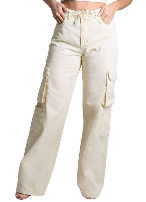 Calça Sarja Sawary Wide Leg - 278672 Amarelo