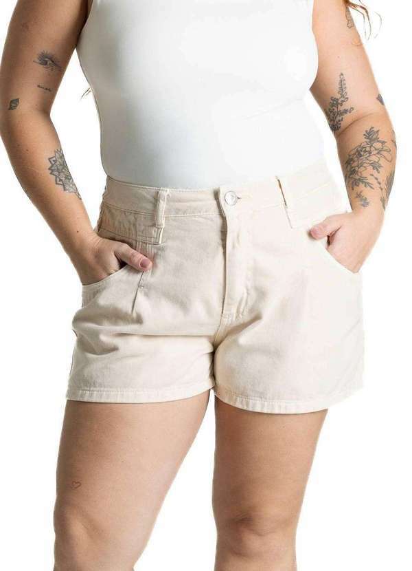 Vista 2 Shorts Sarja Sawary Plus Size - 281460 Amarelo Sawary