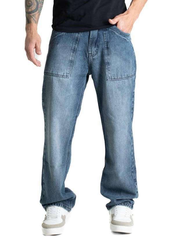 Vista 2 Calça Jeans Sawary Baggy - 281048 Azul Sawary