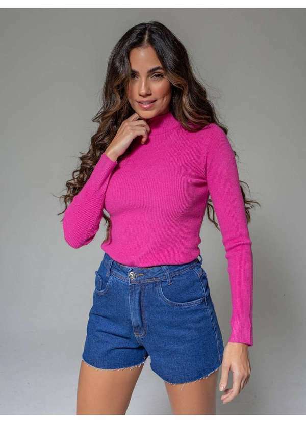 Blusa Modal Gola Alta Feminina Rosa