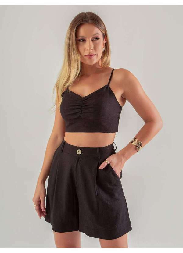 Conjunto Top e Shorts Feminino Preto