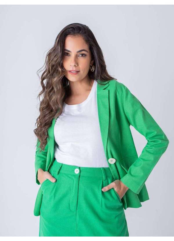 Blazer com Linho Feminino Verde
