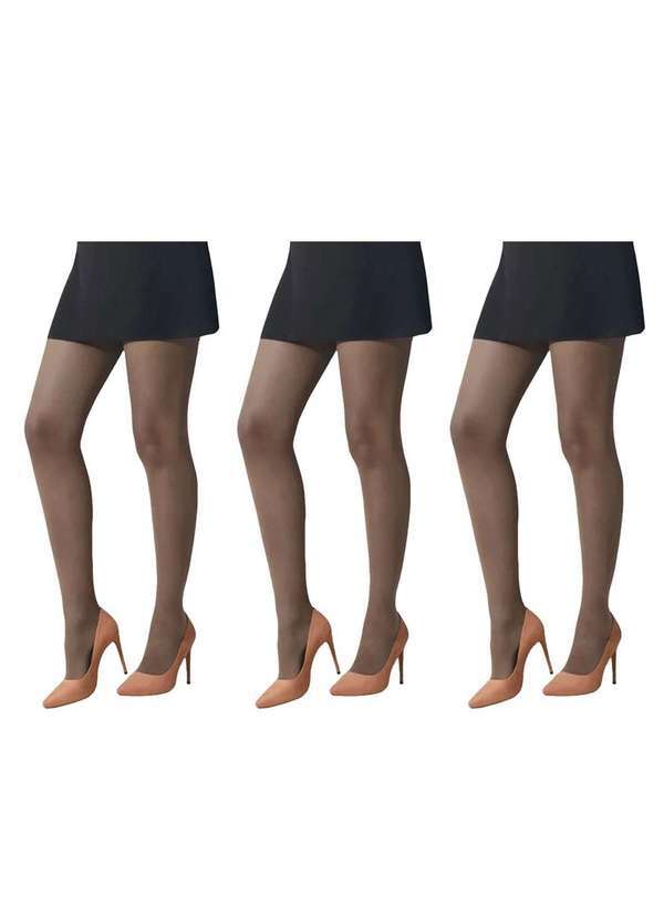 Kit 3 Meias-Calças Selene Básica Fio 15 Feminino Preto