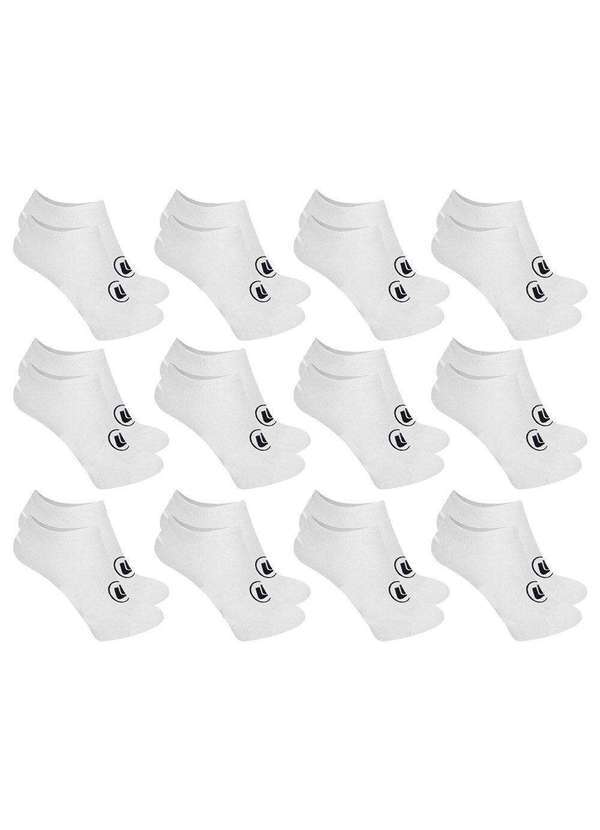 Kit 12 pares de Meias Esporte Legal Sapatilha Invisível Feminina Branco