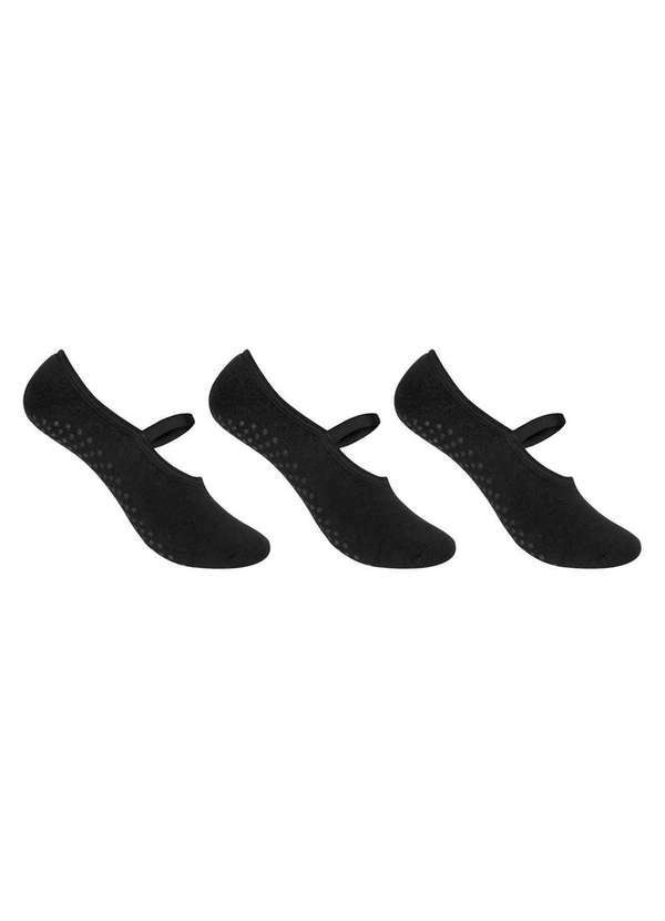 Kit 3 pares de Meias Selene Sapatilha Pilates Feminino Preto