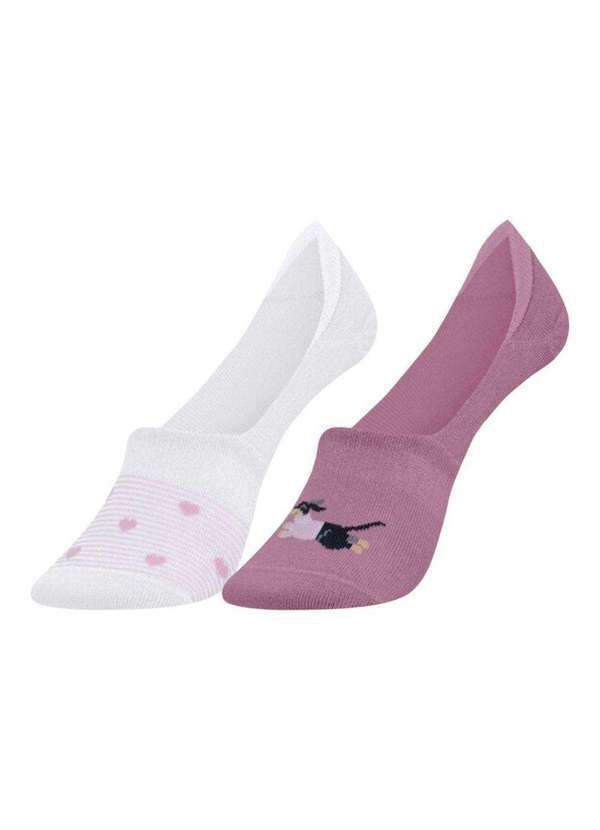 Vista 2 Kit com 2 pares de Meias Selene Sapatilha Invisível Feminino Branco SELENE
