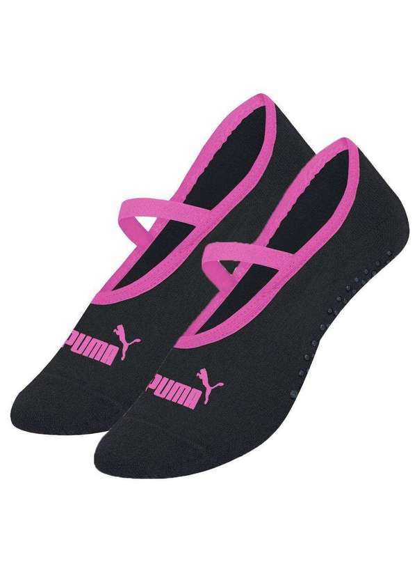 Vista 2 Meia Puma Sapatilha Pilates Antiderrapante Feminina Preto Puma