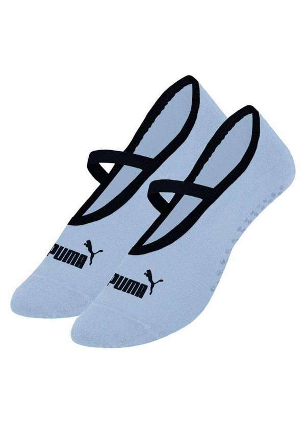 Vista 2 Meia Puma Sapatilha Pilates Antiderrapante Feminina Azul Puma