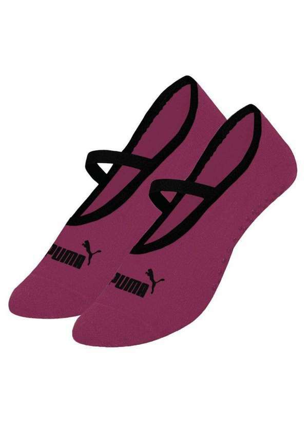 Vista 2 Meia Puma Sapatilha Pilates Antiderrapante Feminina Vermelho Puma