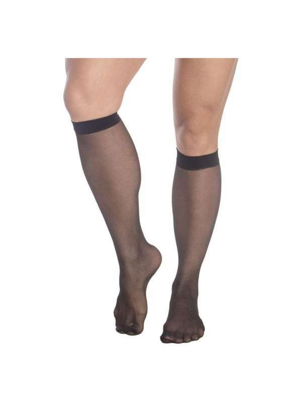Meia Selene 3/4 Transparente Fio 15 Feminina - Preto Preto
