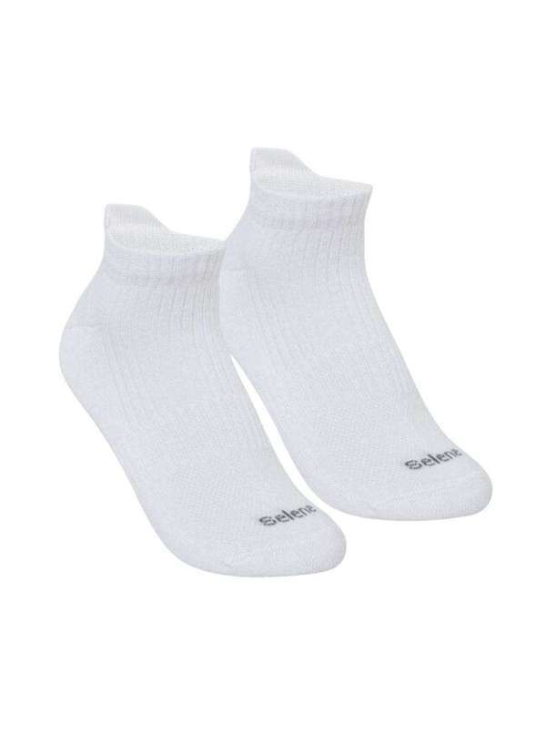 Vista 2 Meia Selene Performance Cano Curto Feminino Branco SELENE