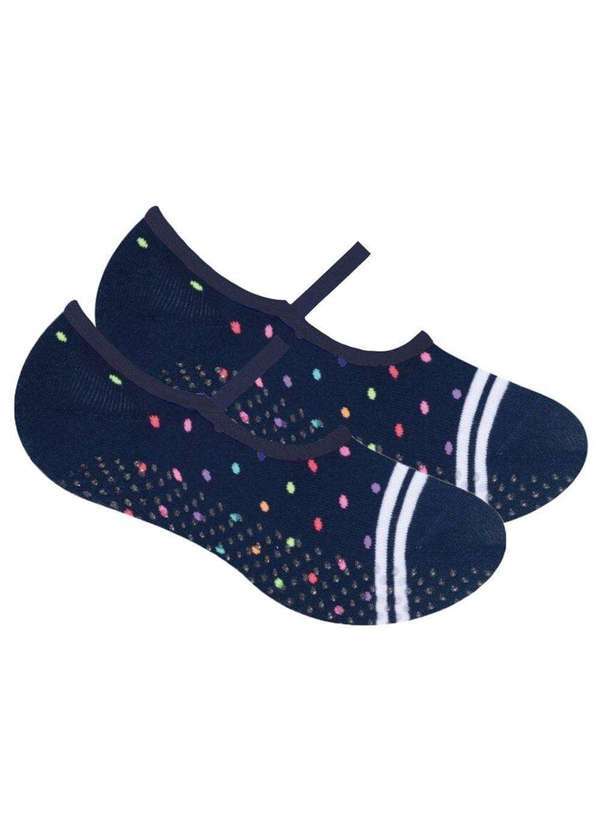 Vista 2 Meia Selene Sapatilha Pilates Antiderrapante Feminina Azul SELENE
