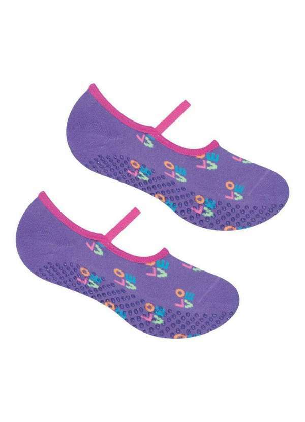 Vista 2 Meia Selene Sapatilha Pilates Antiderrapante Feminina Roxo SELENE