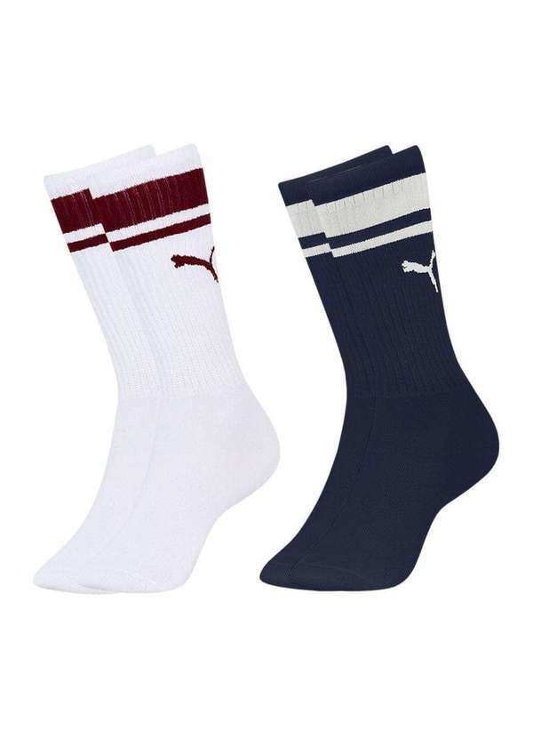 Vista 2 Kit 2 pares de Meias Puma Cano Longo Esportiva Masculina Azul Puma