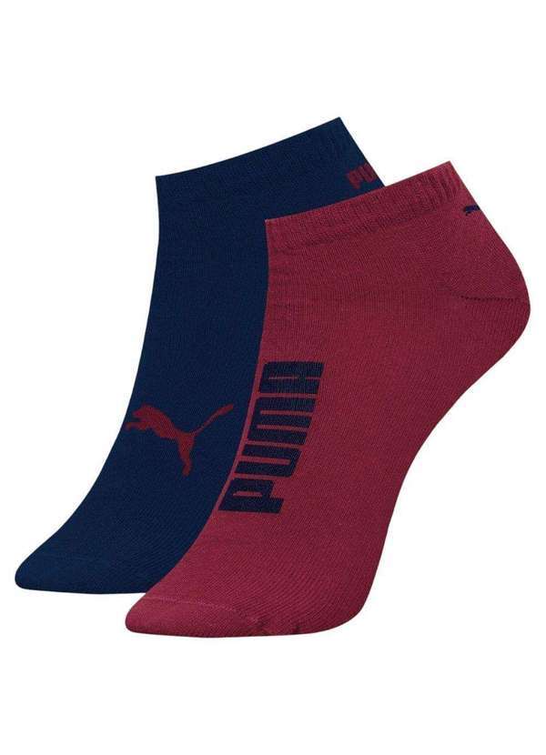 Vista 2 Kit 2 pares de Meias Puma Sapatilha Esportiva Masculina Azul Puma