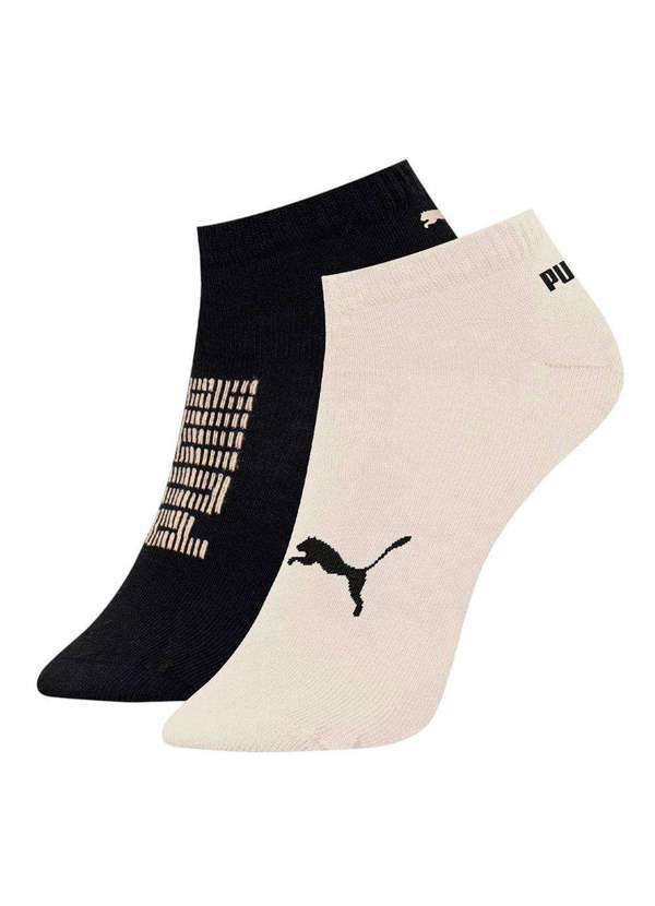 Vista 2 Kit 2 pares de Meias Puma Sapatilha Esportiva Masculina Preto Puma