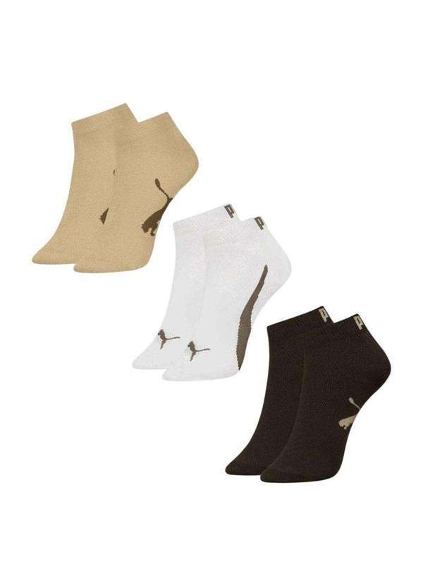 Vista 2 Kit 3 pares de Meia Puma Logo Masculina Marrom Puma