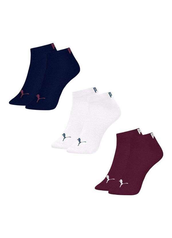 Vista 2 Kit 3 pares de Meia Puma Logo Masculina Azul Puma