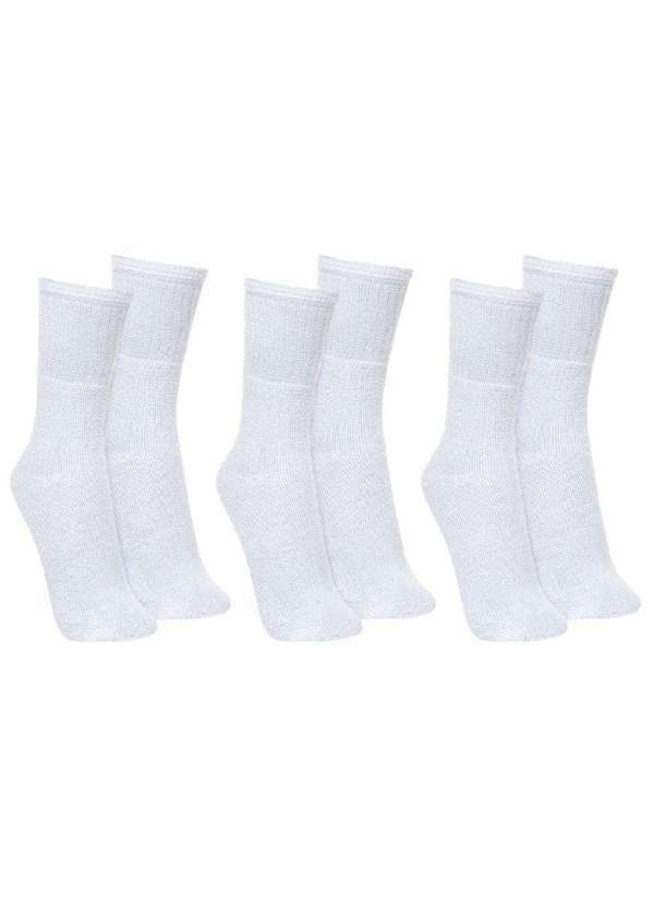 Vista 2 Kit 3 pares de Meias Selene Esportiva Masculina Branco SELENE