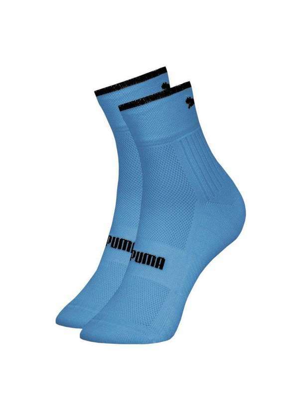 Vista 2 Meia Puma Cano Baixo Sport Masculina Azul Puma