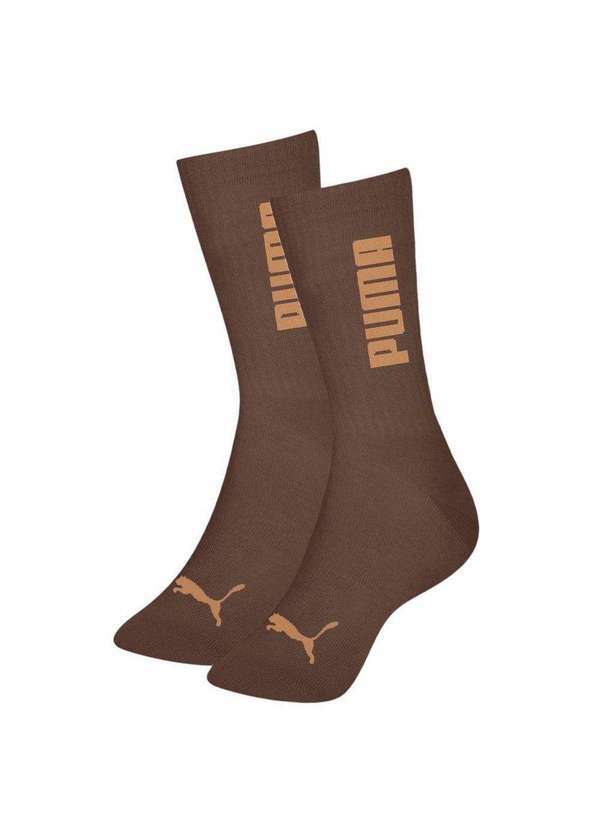 Vista 2 Meia Puma Esportiva Cano Longo Masculina Marrom Puma