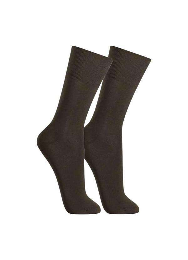 Vista 2 Meia Social Selene Clássica Masculina Marrom SELENE