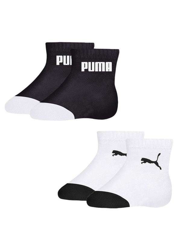 Vista 2 Kit 2 pares de Meias Puma Bebê Cano Baixo Branco Puma