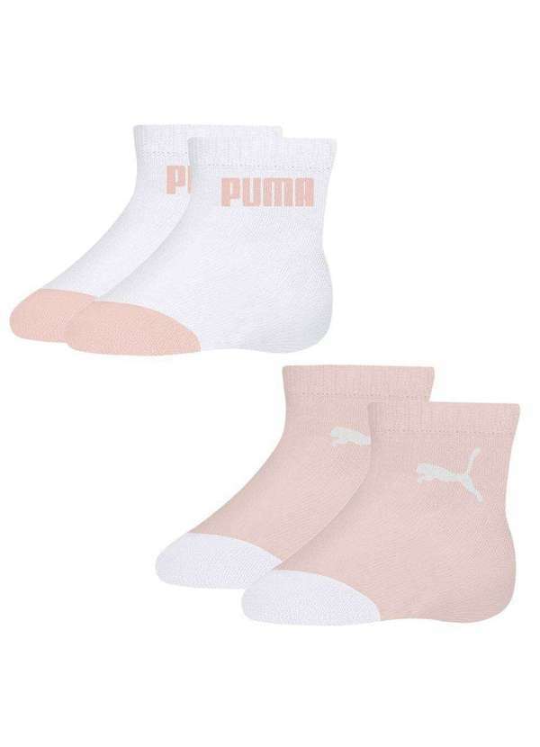 Vista 2 Kit 2 pares de Meias Puma Cano Baixo Bebê Rosa Puma