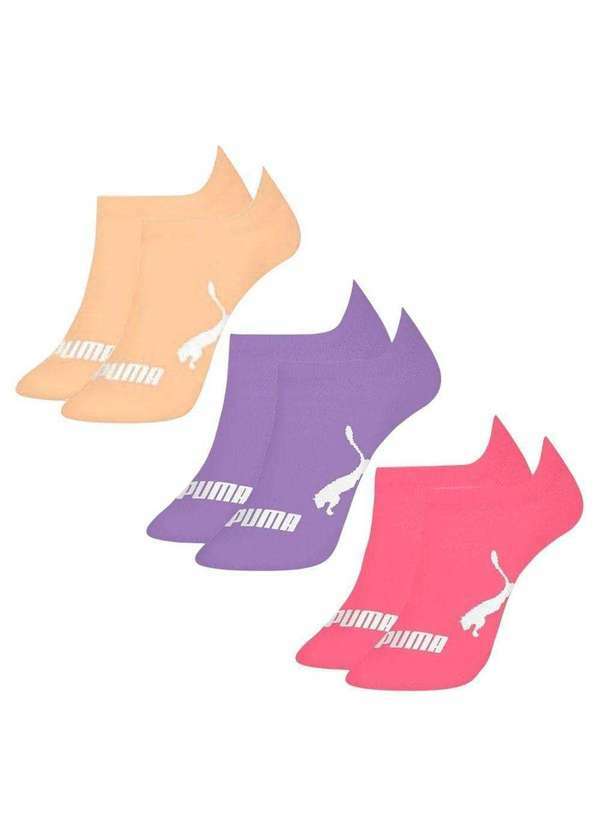 Vista 2 Kit 3 pares de Meias Puma Sapatilha Invisível Infantil Laranja Puma