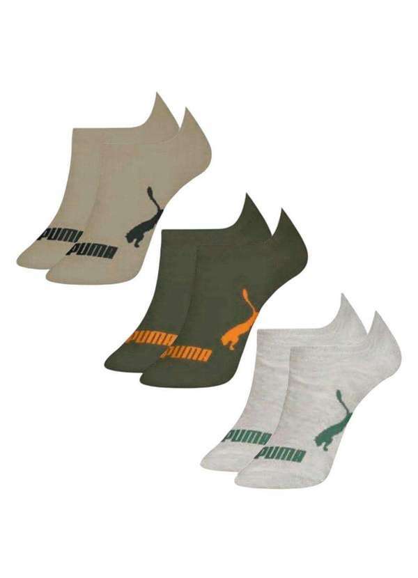Vista 2 Kit 3 pares de Meias Puma Sapatilha Invisível Infantil Verde Puma