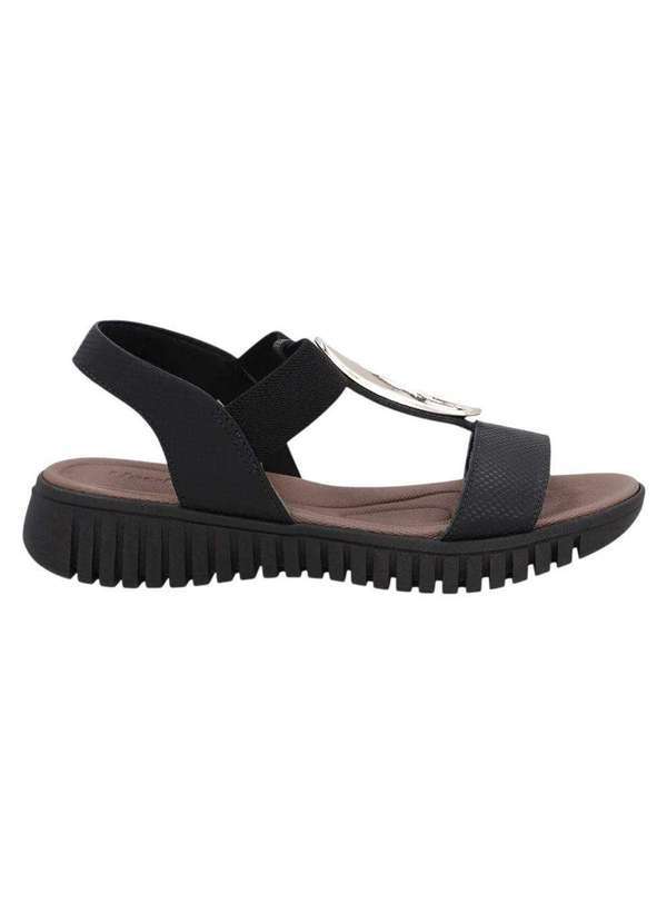 Vista 2 Sandália Usaflex Enfeite Dourado Feminina Preto Usaflex