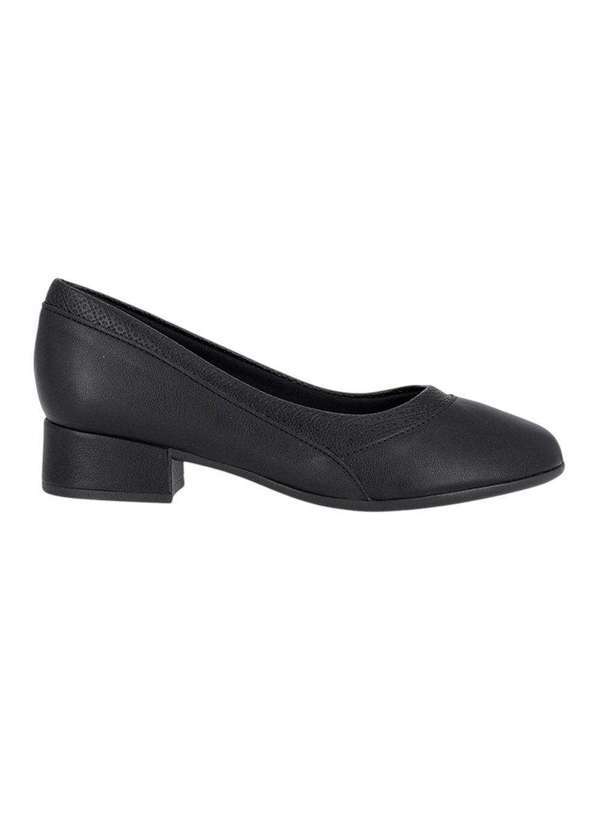 Vista 2 Sapato Piccadilly Clássico Salto Baixo Feminino Preto Piccadilly