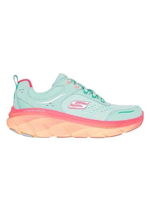 Vista 2 Tênis Skechers Dlux Walker 2.0 Neon Sites Feminino Azul Skechers