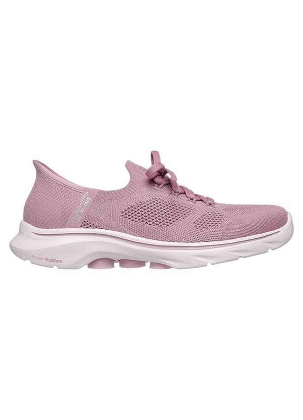 Vista 2 Tênis Skechers Go Walk 7 Via Feminino Rosa Skechers