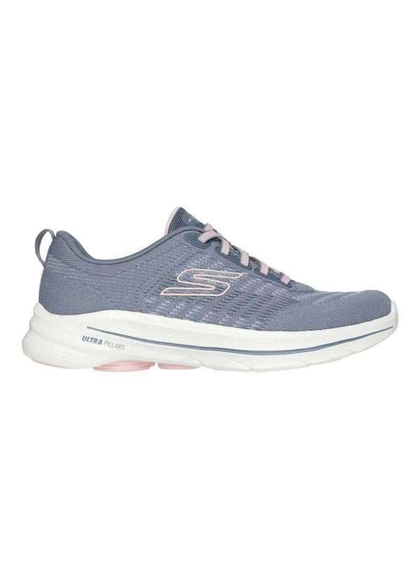 Vista 2 Tênis Skechers Go Walk 8 Britt Feminino Azul Skechers