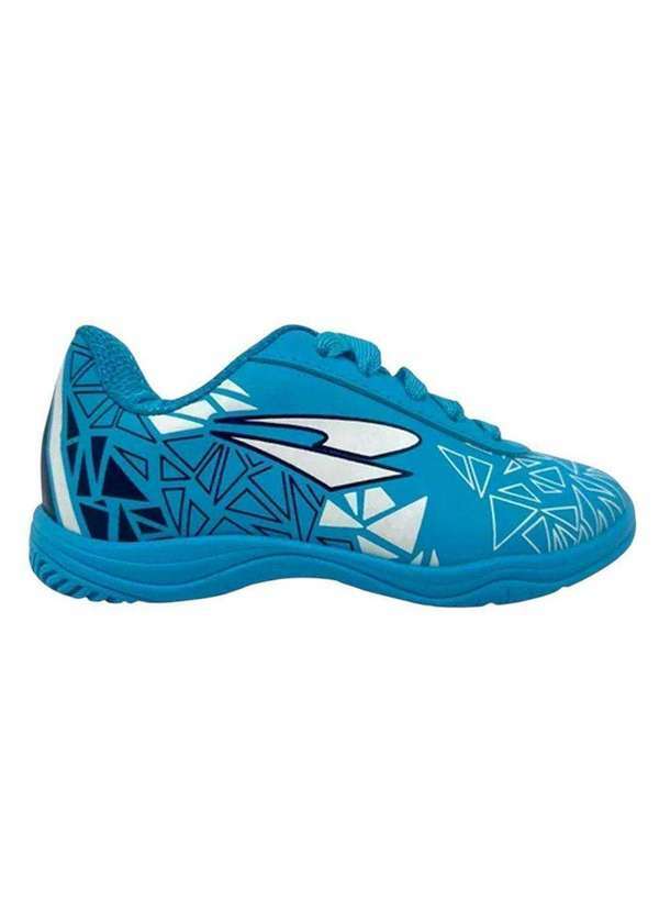 Vista 2 Chuteira Futsal Dray Drayzinho Infantil Azul Dray