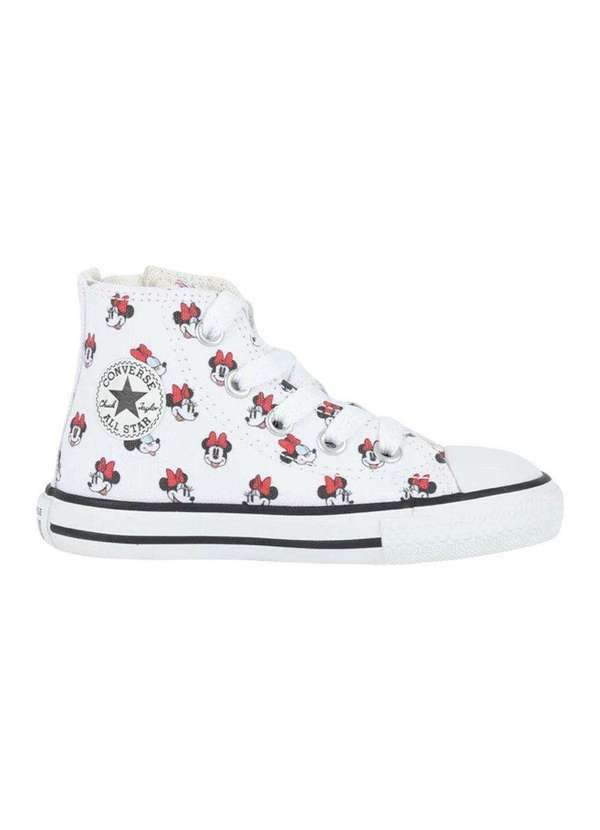 Vista 2 Tênis Converse All Star Chuck Taylor Disney Minnie Hi Infantil Branco Converse