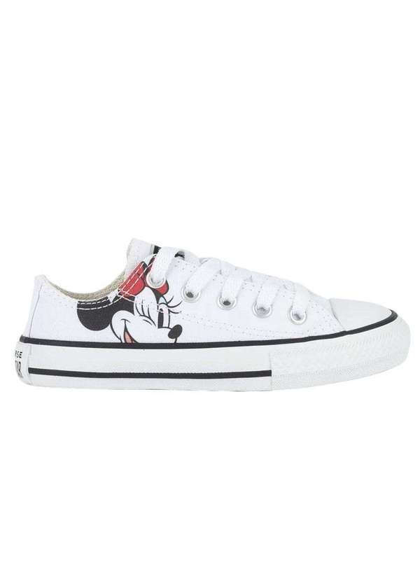 Vista 2 Tênis Converse All Star Chuck Taylor Disney Minnie Ox Infantil Branco Converse