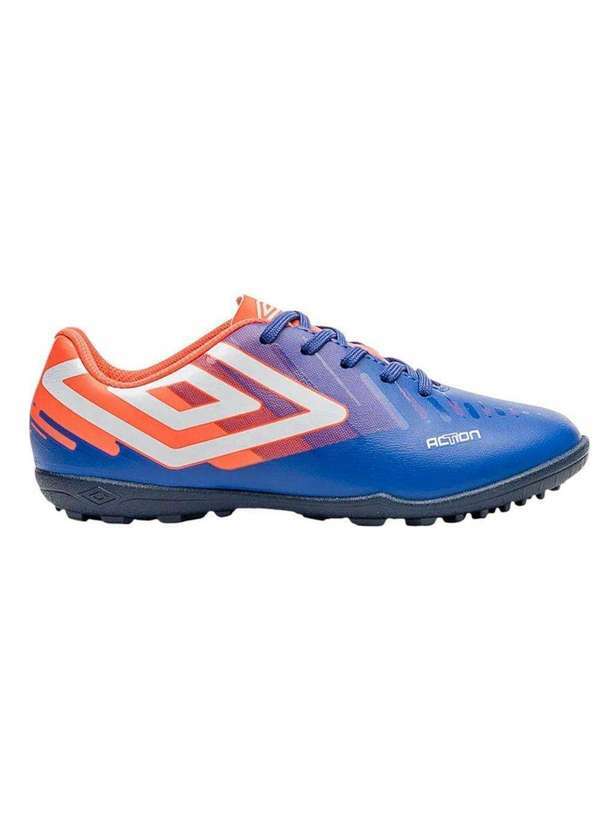 Vista 2 Chuteira Society Umbro Action Infantil Azul Umbro