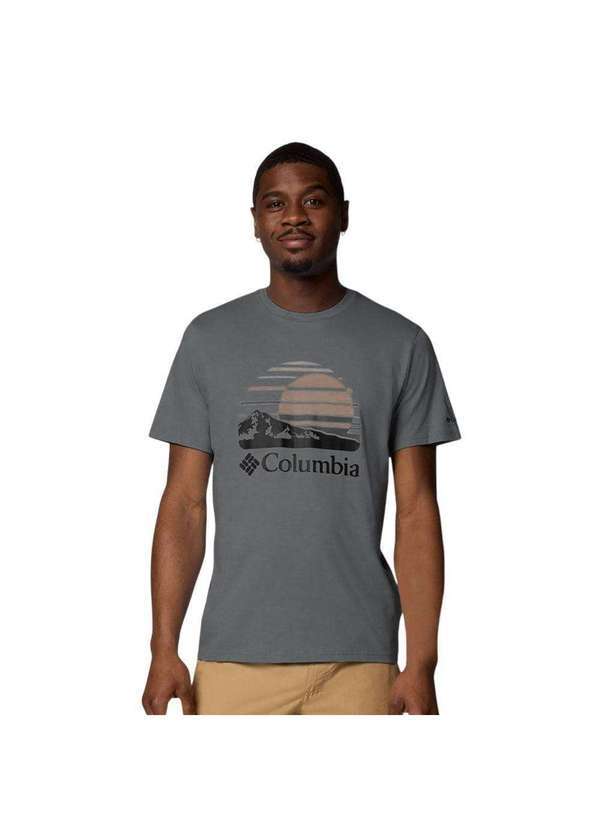 Vista 2 Camiseta Columbia Peaceful Perspective Masculino Cinza Columbia