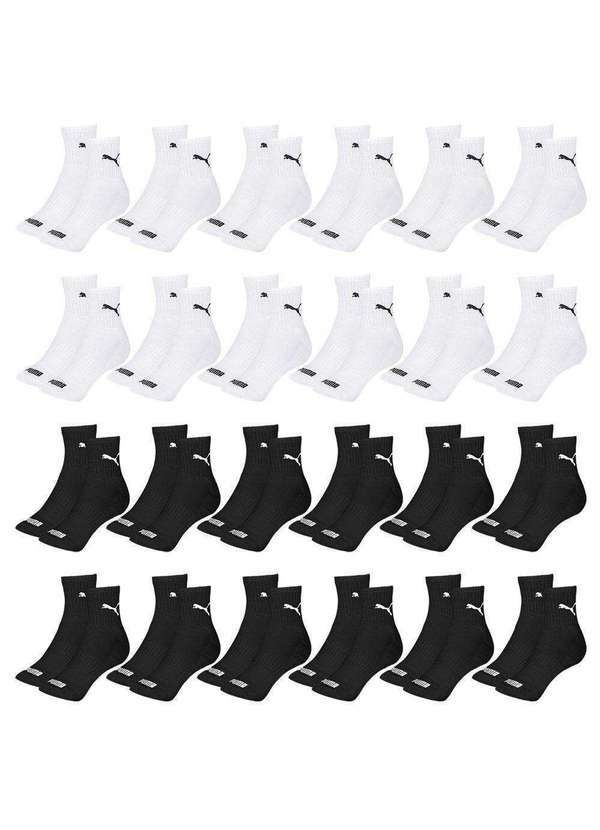 Kit 24 pares de Meias Puma Cano Médio Esportiva Feminino Branco