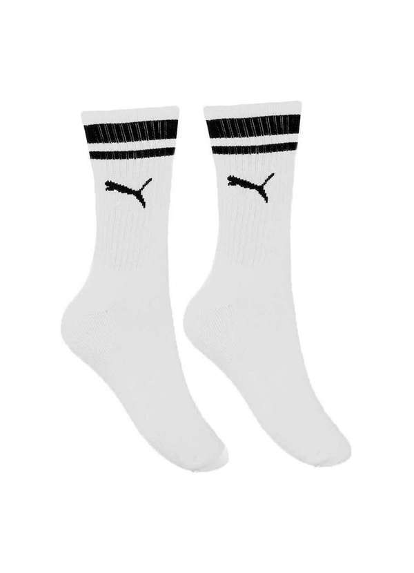 Meia Puma Esportiva Cano Longo Feminina - Branco Branco