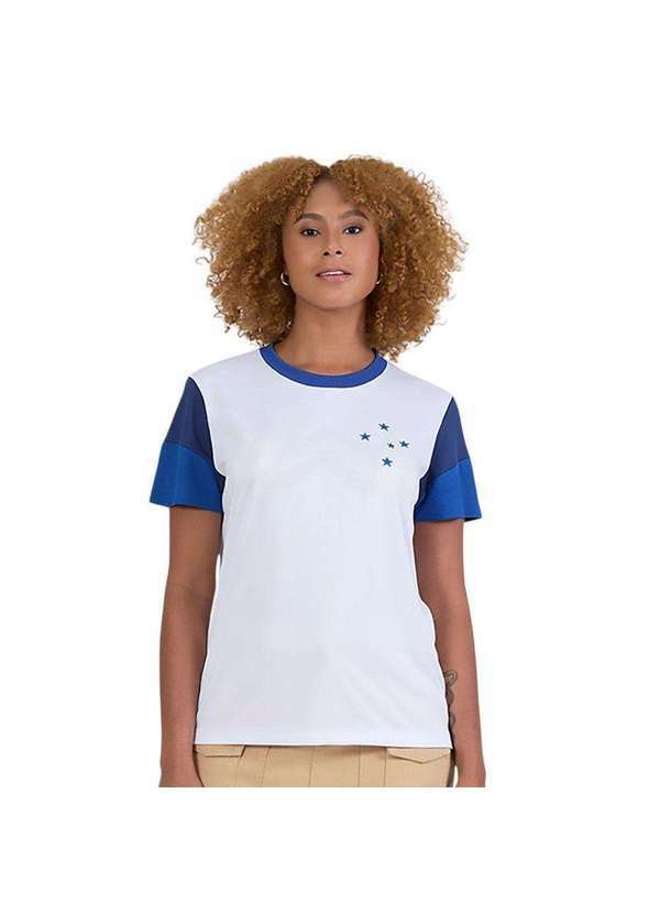 Vista 2 Camisa Braziline Cruzeiro Brilhar Feminina Branco braziline