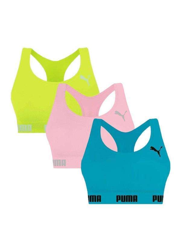 Kit 3 Tops Puma Nadador sem Costura Feminino Verde
