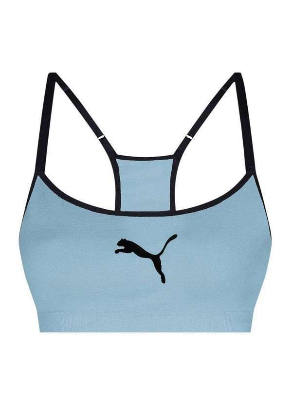 Vista 2 Top Puma com Bojo Regulador sem Costura Feminino Azul Puma